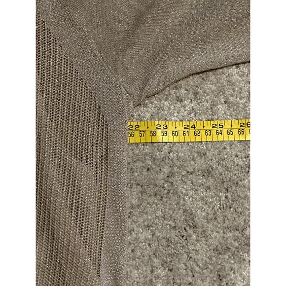 Lucky Brand Women's Sz Large V Neck Knit Metallic Champagne Sweater Ivory Lined - Picture 3 of 9